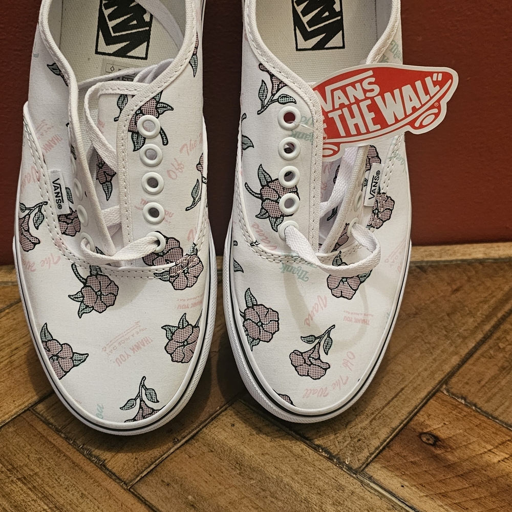 Vans Women's White and Pink Floral Sneakers